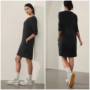 Athleta Coaster Luxe Dress Black Size Small NEW Knee Length Casual Loose Pockets